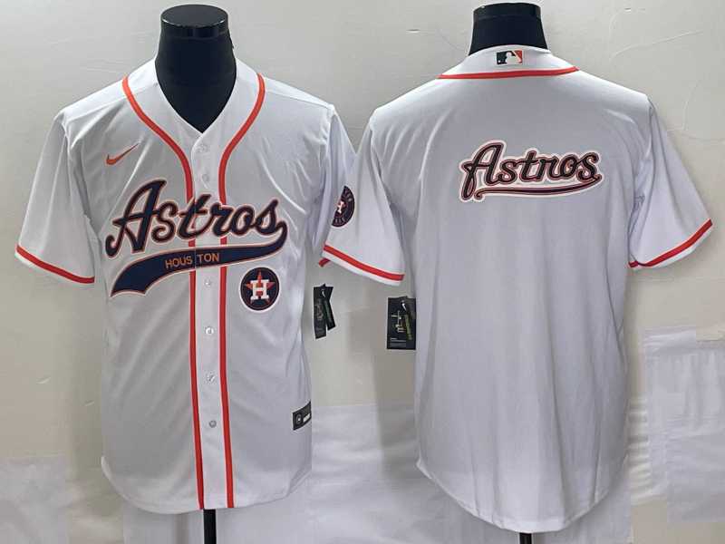 Men's Houston Astros White Team Big Logo Cool Base Stitched Jerseys
